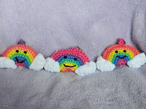 crochet rainbow keychains